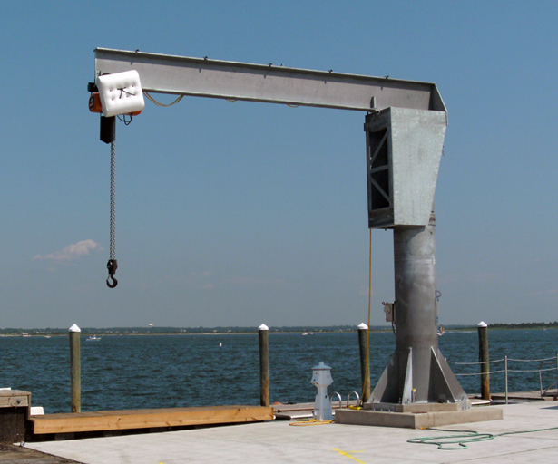 Freestanding jib crane near salt water